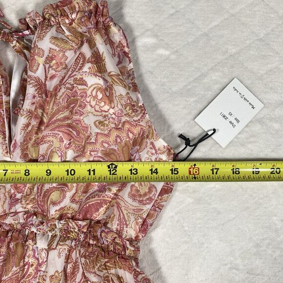 Japna Boho Maxi Dress Pink Bloom Halter Paisley Peasant CottageCore Sz XS NWT - Picture 5 of 5